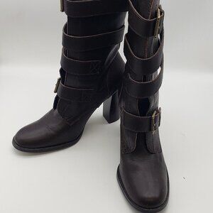 Colin Stuart Leather Mid-Calf Boots with Buckle